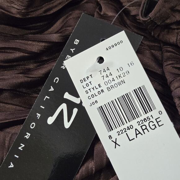 iz Byer California Y2k Babydoll Tank Top NWT Crinkle Brown Size XL Going Out - Picture 2 of 10